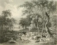 An illustration from The gallery of modern British artists; consisting of a series of engravings from works of the most eminent artists of the day, including Messrs. Turner, Roberts, Harding, Clennel, Dewint, Austin, Messrs. Stanfield, Bonnington, Prout, Cattermole, C. Fielding, Cox, &c. &c (1834)