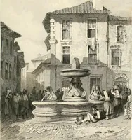 An illustration from The gallery of modern British artists; consisting of a series of engravings from works of the most eminent artists of the day, including Messrs. Turner, Roberts, Harding, Clennel, Dewint, Austin, Messrs. Stanfield, Bonnington, Prout, Cattermole, C. Fielding, Cox, &c. &c (1834)