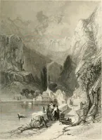 An illustration from The gallery of modern British artists; consisting of a series of engravings from works of the most eminent artists of the day, including Messrs. Turner, Roberts, Harding, Clennel, Dewint, Austin, Messrs. Stanfield, Bonnington, Prout, Cattermole, C. Fielding, Cox, &c. &c (1834)