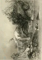 An illustration from The gallery of modern British artists; consisting of a series of engravings from works of the most eminent artists of the day, including Messrs. Turner, Roberts, Harding, Clennel, Dewint, Austin, Messrs. Stanfield, Bonnington, Prout, Cattermole, C. Fielding, Cox, &c. &c (1834)