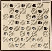 An illustration from The game of draughts, Flora Temple branch of the single corner opening; an analysis and compilation of over two hundred and eighty variations (1898)