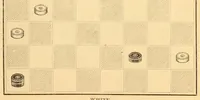 An illustration from The game of draughts. Selected problems, embracing critical positions from games by the best players of Great Britain and America (1881)