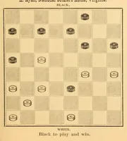 An illustration from The game of draughts. Selected problems, embracing critical positions from games by the best players of Great Britain and America (1881)