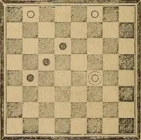 An illustration from The game of draughts; simplified and illustrated with diagrams. Founded on the games of Andrew Anderson (1881)
