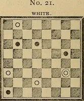An illustration from The game of draughts; simplified and illustrated with diagrams. Founded on the games of Andrew Anderson (1881)