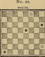 An illustration from The game of draughts; simplified and illustrated with diagrams. Founded on the games of Andrew Anderson (1881)