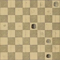 An illustration from The game of draughts; simplified and illustrated with diagrams. Founded on the games of Andrew Anderson (1881)