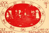 Picture 1 of 12 from The games of drawing room hockey, tether ball, hand tennis, garden hockey, volley ball, basket goal, lawn hockey, wicket polo, hand polo, golf croquet, clock golf, laws of badminton (1914), leaf 7