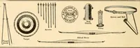 An illustration from The games of drawing room hockey, tether ball, hand tennis, garden hockey, volley ball, basket goal, lawn hockey, wicket polo, hand polo, golf croquet, clock golf, laws of badminton (1914)