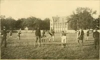 An illustration from The games of lawn hockey, tether ball, golf-croquet, hand tennis, volley ball, hand polo, wicket polo, laws of badminton, drawing room hockey, garden hockey (1903)