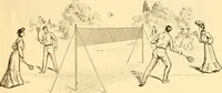 An illustration from The games of lawn hockey, tether ball, golf-croquet, hand tennis, volley ball, hand polo, wicket polo, laws of badminton, drawing room hockey, garden hockey (1903)
