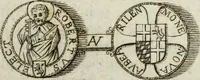 An illustration from Gasparis Aloysii Oderici ... Dissertationes et adnotationes in aliquot ineditas veterum inscriptiones et numismata accedunt inscriptiones et monumenta quae extant in bibliotheca monachorum camaldulensium S. Gregorii in Monte Coelio explicationibvs illvstrata (1765)