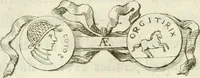 An illustration from Gasparis AloysI OdericI Societatis Iesu Academici Etrusci ad Caietanum Marinium De argenteo Orcitirigis numo coniecturae (1767)