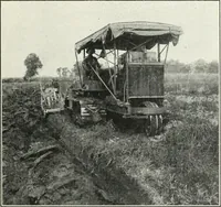 An illustration from The modern gas tractor, its construction, utility, operation and repair; a practical treatise defining every branch of up-to-date gas tractor engineering, driving and maintenance in a non-technical manner. Considers fully all types of power plants and their components, methods of drive and speed changing mechanisms. Describes design and construction of all parts, their installation and adjustment as well as practical application of tractors in the field (1914)