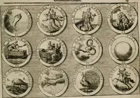 An illustration from Gedancken Muster und Anleitungen : worinen eine grosse Zahl nicht allein Sumarischer sondern auch Moral: emblematischen Figuren in vier Sprachen als Lat: Franz: Ital: und Teutsch vorstellet samt noch eines Stambuchs schöner Anweisungen woraus bey jeder Gelegenheit aus solchen etwas kan gezogen werden (1700)