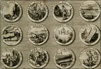 Picture 15 of 34 from Gedancken Muster und Anleitungen : worinen eine grosse Zahl nicht allein Sumarischer sondern auch Moral: emblematischen Figuren in vier Sprachen als Lat: Franz: Ital: und Teutsch vorstellet samt noch eines Stambuchs schöner Anweisungen woraus bey jeder Gelegenheit aus solchen etwas kan gezogen werden (1700), leaf 32