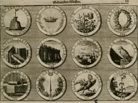 An illustration from Gedancken Muster und Anleitungen : worinen eine grosse Zahl nicht allein Sumarischer sondern auch Moral: emblematischen Figuren in vier Sprachen als Lat: Franz: Ital: und Teutsch vorstellet samt noch eines Stambuchs schöner Anweisungen woraus bey jeder Gelegenheit aus solchen etwas kan gezogen werden (1700)
