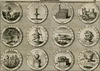 Picture 18 of 34 from Gedancken Muster und Anleitungen : worinen eine grosse Zahl nicht allein Sumarischer sondern auch Moral: emblematischen Figuren in vier Sprachen als Lat: Franz: Ital: und Teutsch vorstellet samt noch eines Stambuchs schöner Anweisungen woraus bey jeder Gelegenheit aus solchen etwas kan gezogen werden (1700), leaf 38