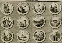 Picture 24 of 34 from Gedancken Muster und Anleitungen : worinen eine grosse Zahl nicht allein Sumarischer sondern auch Moral: emblematischen Figuren in vier Sprachen als Lat: Franz: Ital: und Teutsch vorstellet samt noch eines Stambuchs schöner Anweisungen woraus bey jeder Gelegenheit aus solchen etwas kan gezogen werden (1700), leaf 52