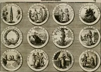 Picture 28 of 34 from Gedancken Muster und Anleitungen : worinen eine grosse Zahl nicht allein Sumarischer sondern auch Moral: emblematischen Figuren in vier Sprachen als Lat: Franz: Ital: und Teutsch vorstellet samt noch eines Stambuchs schöner Anweisungen woraus bey jeder Gelegenheit aus solchen etwas kan gezogen werden (1700), leaf 60