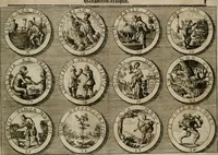 Picture 3 of 34 from Gedancken Muster und Anleitungen : worinen eine grosse Zahl nicht allein Sumarischer sondern auch Moral: emblematischen Figuren in vier Sprachen als Lat: Franz: Ital: und Teutsch vorstellet samt noch eines Stambuchs schöner Anweisungen woraus bey jeder Gelegenheit aus solchen etwas kan gezogen werden (1700), leaf 8