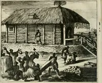 An illustration from Gedenkwaerdig bedryf der Nederlandsche Oost-Indische maetschappye, op de kuste en in het keizerrijk van Taising of Sina: behelzende het tweede gezandschap aen den onder-koning Singlamong en veldheer Taising Lipoui; door Jan van Kampen en Konstantyn Nobel. Vervolgt met een verhael van het voorgevallen des jaers zestien hondert drie ein vier en zestig, op de kust van Sina, en ontrent d'eilanden Tayowan, Formosa, Ay en Quemuy, onder 't gezag van Balthasar Bort: en het derde gezandschap aen Konchy, Tartarsche keizer van Sina en Oost-Tartarye: onder beleit van Zijne Ed. Pieter van Hoorn. Beneffens een beschryving van geheel Sina. Verciert doorgaens met verscheide kopere platen (1670)