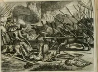 An illustration from Gedenkwaerdig bedryf der Nederlandsche Oost-Indische maetschappye, op de kuste en in het keizerrijk van Taising of Sina: behelzende het tweede gezandschap aen den onder-koning Singlamong en veldheer Taising Lipoui; door Jan van Kampen en Konstantyn Nobel. Vervolgt met een verhael van het voorgevallen des jaers zestien hondert drie ein vier en zestig, op de kust van Sina, en ontrent d'eilanden Tayowan, Formosa, Ay en Quemuy, onder 't gezag van Balthasar Bort: en het derde gezandschap aen Konchy, Tartarsche keizer van Sina en Oost-Tartarye: onder beleit van Zijne Ed. Pieter van Hoorn. Beneffens een beschryving van geheel Sina. Verciert doorgaens met verscheide kopere platen (1670)