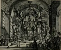 An illustration from Gedenkwaerdig bedryf der Nederlandsche Oost-Indische maetschappye, op de kuste en in het keizerrijk van Taising of Sina: behelzende het tweede gezandschap aen den onder-koning Singlamong en veldheer Taising Lipoui; door Jan van Kampen en Konstantyn Nobel. Vervolgt met een verhael van het voorgevallen des jaers zestien hondert drie ein vier en zestig, op de kust van Sina, en ontrent d'eilanden Tayowan, Formosa, Ay en Quemuy, onder 't gezag van Balthasar Bort: en het derde gezandschap aen Konchy, Tartarsche keizer van Sina en Oost-Tartarye: onder beleit van Zijne Ed. Pieter van Hoorn. Beneffens een beschryving van geheel Sina. Verciert doorgaens met verscheide kopere platen (1670)