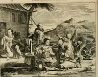 An illustration from Gedenkwaerdig bedryf der Nederlandsche Oost-Indische maetschappye, op de kuste en in het keizerrijk van Taising of Sina: behelzende het tweede gezandschap aen den onder-koning Singlamong en veldheer Taising Lipoui; door Jan van Kampen en Konstantyn Nobel. Vervolgt met een verhael van het voorgevallen des jaers zestien hondert drie ein vier en zestig, op de kust van Sina, en ontrent d'eilanden Tayowan, Formosa, Ay en Quemuy, onder 't gezag van Balthasar Bort: en het derde gezandschap aen Konchy, Tartarsche keizer van Sina en Oost-Tartarye: onder beleit van Zijne Ed. Pieter van Hoorn. Beneffens een beschryving van geheel Sina. Verciert doorgaens met verscheide kopere platen (1670)