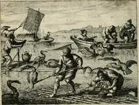 An illustration from Gedenkwaerdig bedryf der Nederlandsche Oost-Indische maetschappye, op de kuste en in het keizerrijk van Taising of Sina: behelzende het tweede gezandschap aen den onder-koning Singlamong en veldheer Taising Lipoui; door Jan van Kampen en Konstantyn Nobel. Vervolgt met een verhael van het voorgevallen des jaers zestien hondert drie ein vier en zestig, op de kust van Sina, en ontrent d'eilanden Tayowan, Formosa, Ay en Quemuy, onder 't gezag van Balthasar Bort: en het derde gezandschap aen Konchy, Tartarsche keizer van Sina en Oost-Tartarye: onder beleit van Zijne Ed. Pieter van Hoorn. Beneffens een beschryving van geheel Sina. Verciert doorgaens met verscheide kopere platen (1670)