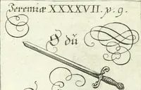 An illustration from Geistliche Herzens-Einbildungen inn zweihundert und fünfzig biblischen Figur-Sprüchen angedeutet : allen andächtige[n] Herze[n], u. der Tugent-Liebenden Jugent, zu einer Gottseligen Belustigung, auch denen Einfältigen, zu einer anmuthigen Vorstellung, unschweren Ergreiffung, und nuzlichen Fassung, auss allen canonischen Büchern der H. Schrifft ... (1688)
