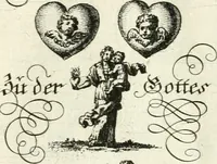 An illustration from Geistliche Herzens-Einbildungen inn zweihundert und fünfzig biblischen Figur-Sprüchen angedeutet : allen andächtige[n] Herze[n], u. der Tugent-Liebenden Jugent, zu einer Gottseligen Belustigung, auch denen Einfältigen, zu einer anmuthigen Vorstellung, unschweren Ergreiffung, und nuzlichen Fassung, auss allen canonischen Büchern der H. Schrifft ... (1688)