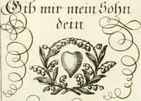 An illustration from Geistliche Herzens-Einbildungen inn zweihundert und fünfzig biblischen Figur-Sprüchen angedeutet : allen andächtige[n] Herze[n], u. der Tugent-Liebenden Jugent, zu einer Gottseligen Belustigung, auch denen Einfältigen, zu einer anmuthigen Vorstellung, unschweren Ergreiffung, und nuzlichen Fassung, auss allen canonischen Büchern der H. Schrifft ... (1688)
