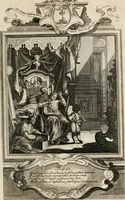 An illustration from Geistliche Todts-Gedancken : bey allerhand Gemählden und Schildereyen in Vorbildung unterschiedlichen Geschlechts, Alters, Standes, und Würdens-Persohnen sich des Todes zu erinneren, aus dessen Lehr die Tugend zu üben, und die Sünd zu meyden : erstlich in Kupfer entworffen, nachmahlen durch sittliche Erörtherung und Uberlegung unter Todten-Farben in Vorschein gebracht, dardurch zum Heyl der Seelen im Gemüth des geneigten Lesers ein lebendige Forcht und embsige Vorsorg des Todes zu erwecken (1753)