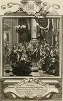 An illustration from Geistliche Todts-Gedancken : bey allerhand Gemählden und Schildereyen in Vorbildung unterschiedlichen Geschlechts, Alters, Standes, und Würdens-Persohnen sich des Todes zu erinneren, aus dessen Lehr die Tugend zu üben, und die Sünd zu meyden : erstlich in Kupfer entworffen, nachmahlen durch sittliche Erörtherung und Uberlegung unter Todten-Farben in Vorschein gebracht, dardurch zum Heyl der Seelen im Gemüth des geneigten Lesers ein lebendige Forcht und embsige Vorsorg des Todes zu erwecken (1753)