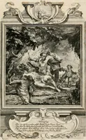 An illustration from Geistliche Todts-Gedancken : bey allerhand Gemählden und Schildereyen in Vorbildung unterschiedlichen Geschlechts, Alters, Standes, und Würdens-Persohnen sich des Todes zu erinneren, aus dessen Lehr die Tugend zu üben, und die Sünd zu meyden : erstlich in Kupfer entworffen, nachmahlen durch sittliche Erörtherung und Uberlegung unter Todten-Farben in Vorschein gebracht, dardurch zum Heyl der Seelen im Gemüth des geneigten Lesers ein lebendige Forcht und embsige Vorsorg des Todes zu erwecken (1753)