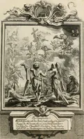 An illustration from Geistliche Todts-Gedancken : bey allerhand Gemählden und Schildereyen in Vorbildung unterschiedlichen Geschlechts, Alters, Standes, und Würdens-Persohnen sich des Todes zu erinneren, aus dessen Lehr die Tugend zu üben, und die Sünd zu meyden : erstlich in Kupfer entworffen, nachmahlen durch sittliche Erörtherung und Uberlegung unter Todten-Farben in Vorschein gebracht, dardurch zum Heyl der Seelen im Gemüth des geneigten Lesers ein lebendige Forcht und embsige Vorsorg des Todes zu erwecken (1753)