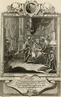 An illustration from Geistliche Todts-Gedancken : bey allerhand Gemählden und Schildereyen in Vorbildung unterschiedlichen Geschlechts, Alters, Standes, und Würdens-Persohnen sich des Todes zu erinneren, aus dessen Lehr die Tugend zu üben, und die Sünd zu meyden : erstlich in Kupfer entworffen, nachmahlen durch sittliche Erörtherung und Uberlegung unter Todten-Farben in Vorschein gebracht, dardurch zum Heyl der Seelen im Gemüth des geneigten Lesers ein lebendige Forcht und embsige Vorsorg des Todes zu erwecken (1753)