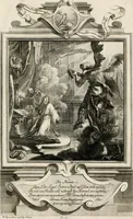 An illustration from Geistliche Todts-Gedancken : bey allerhand Gemählden und Schildereyen in Vorbildung unterschiedlichen Geschlechts, Alters, Standes, und Würdens-Persohnen sich des Todes zu erinneren, aus dessen Lehr die Tugend zu üben, und die Sünd zu meyden : erstlich in Kupfer entworffen, nachmahlen durch sittliche Erörtherung und Uberlegung unter Todten-Farben in Vorschein gebracht, dardurch zum Heyl der Seelen im Gemüth des geneigten Lesers ein lebendige Forcht und embsige Vorsorg des Todes zu erwecken (1753)