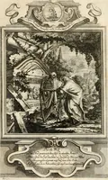An illustration from Geistliche Todts-Gedancken : bey allerhand Gemählden und Schildereyen in Vorbildung unterschiedlichen Geschlechts, Alters, Standes, und Würdens-Persohnen sich des Todes zu erinnern, aus dessen Lehr die Tugend zu üben, und die Sünd zu meyden : erstlich in Kupfer entworffen, nachmahlen durch sittliche Erörtherung und Uberlegung unter Todten-Farben in Vorschein gebracht, dardurch zum Heyl der Seelen im Gemüth des geneigten Lesers ein lebendige Forcht und embsige Vorsorg des Todes zu erwecken (1753)