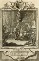 An illustration from Geistliche Todts-Gedancken : bey allerhand Gemählden und Schildereyen in Vorbildung unterschiedlichen Geschlechts, Alters, Standes, und Würdens-Persohnen sich des Todes zu erinnern, aus dessen Lehr die Tugend zu üben, und die Sünd zu meyden : erstlich in Kupfer entworffen, nachmahlen durch sittliche Erörtherung und Uberlegung unter Todten-Farben in Vorschein gebracht, dardurch zum Heyl der Seelen im Gemüth des geneigten Lesers ein lebendige Forcht und embsige Vorsorg des Todes zu erwecken (1753)
