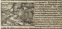An illustration from Gemeiner loblicher Eydgnoschafft Stetten, Landen vnd Völckeren Chronick wirdiger Thaaten Beschreybung : hieriñ wirt auch die Gelegenheit der gantzen Europe : item ein kurtzuer griffne Chronica Germanie oder Teütschlands : in sonders aber ein fleyssige histori vnd ordenliche Beschreybung Gallie oder Franckrychs fürgestellt : darauff deñ obgedachte der Eydgnoschafft Beschreybung volget ... (1548)