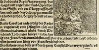 An illustration from Gemeiner loblicher Eydgnoschafft Stetten, Landen vnd Völckeren Chronick wirdiger Thaaten Beschreybung : hieriñ wirt auch die Gelegenheit der gantzen Europe : item ein kurtzuer griffne Chronica Germanie oder Teütschlands : in sonders aber ein fleyssige histori vnd ordenliche Beschreybung Gallie oder Franckrychs fürgestellt : darauff deñ obgedachte der Eydgnoschafft Beschreybung volget ... (1548)