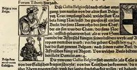 An illustration from Gemeiner loblicher Eydgnoschafft Stetten, Landen vnd Völckeren Chronick wirdiger Thaaten Beschreybung : hieriñ wirt auch die Gelegenheit der gantzen Europe : item ein kurtzuer griffne Chronica Germanie oder Teütschlands : in sonders aber ein fleyssige histori vnd ordenliche Beschreybung Gallie oder Franckrychs fürgestellt : darauff deñ obgedachte der Eydgnoschafft Beschreybung volget ... (1548)