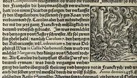 An illustration from Gemeiner loblicher Eydgnoschafft Stetten, Landen vnd Völckeren Chronick wirdiger Thaaten Beschreybung : hieriñ wirt auch die Gelegenheit der gantzen Europe : item ein kurtzuer griffne Chronica Germanie oder Teütschlands : in sonders aber ein fleyssige histori vnd ordenliche Beschreybung Gallie oder Franckrychs fürgestellt : darauff deñ obgedachte der Eydgnoschafft Beschreybung volget ... (1548)