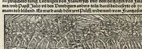 An illustration from Gemeiner loblicher Eydgnoschafft Stetten, Landen vnd Völckeren Chronick wirdiger Thaaten Beschreybung : hieriñ wirt auch die Gelegenheit der gantzen Europe : item ein kurtzuer griffne Chronica Germanie oder Teütschlands : in sonders aber ein fleyssige histori vnd ordenliche Beschreybung Gallie oder Franckrychs fürgestellt : darauff deñ obgedachte der Eydgnoschafft Beschreybung volget ... (1548)
