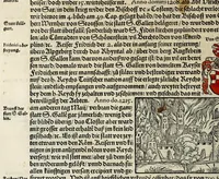 An illustration from Gemeiner loblicher Eydgnoschafft Stetten, Landen vnd Völckeren Chronick wirdiger Thaaten Beschreybung : hieriñ wirt auch die Gelegenheit der gantzen Europe : item ein kurtzuer griffne Chronica Germanie oder Teütschlands : in sonders aber ein fleyssige histori vnd ordenliche Beschreybung Gallie oder Franckrychs fürgestellt : darauff deñ obgedachte der Eydgnoschafft Beschreybung volget ... (1548)