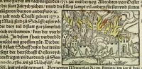 An illustration from Gemeiner loblicher Eydgnoschafft Stetten, Landen vnd Völckeren Chronick wirdiger Thaaten Beschreybung : hieriñ wirt auch die Gelegenheit der gantzen Europe : item ein kurtzuer griffne Chronica Germanie oder Teütschlands : in sonders aber ein fleyssige histori vnd ordenliche Beschreybung Gallie oder Franckrychs fürgestellt : darauff deñ obgedachte der Eydgnoschafft Beschreybung volget ... (1548)