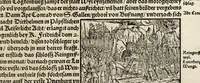 An illustration from Gemeiner loblicher Eydgnoschafft Stetten, Landen vnd Völckeren Chronick wirdiger Thaaten Beschreybung : hieriñ wirt auch die Gelegenheit der gantzen Europe : item ein kurtzuer griffne Chronica Germanie oder Teütschlands : in sonders aber ein fleyssige histori vnd ordenliche Beschreybung Gallie oder Franckrychs fürgestellt : darauff deñ obgedachte der Eydgnoschafft Beschreybung volget ... (1548)