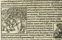 An illustration from Gemeiner loblicher Eydgnoschafft Stetten, Landen vnd Völckeren Chronick wirdiger Thaaten Beschreybung : hieriñ wirt auch die Gelegenheit der gantzen Europe : item ein kurtzuer griffne Chronica Germanie oder Teütschlands : in sonders aber ein fleyssige histori vnd ordenliche Beschreybung Gallie oder Franckrychs fürgestellt : darauff deñ obgedachte der Eydgnoschafft Beschreybung volget ... (1548)